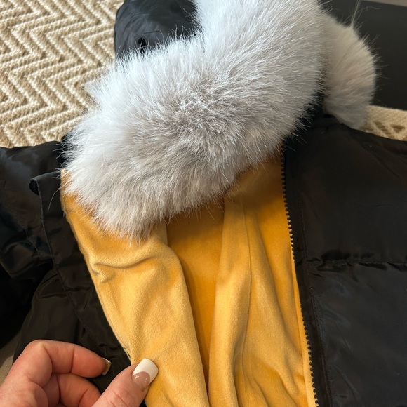 Black Baby Snowsuit with White Fur Hood - Picture 6 of 7